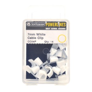 Powerlines® 7mm White Cable Clips (Pack of 14)-CC04P