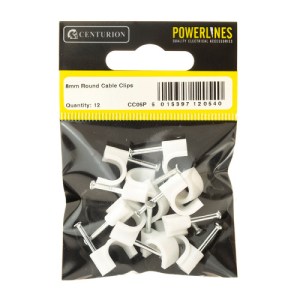 Powerlines® 8mm White Cable Clips (Pack of 14)-CC05P