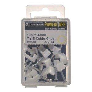 Powerlines® White T+E Cable Clips 1.00/1.5mm