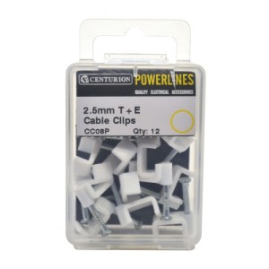 Powerlines® White T+E Cable Clips 2.5mm