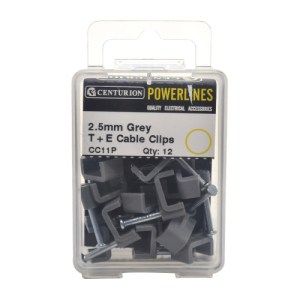Powerlines® 2.5mm T+E Grey Cable Clips (Pack of 12)-CC11P
