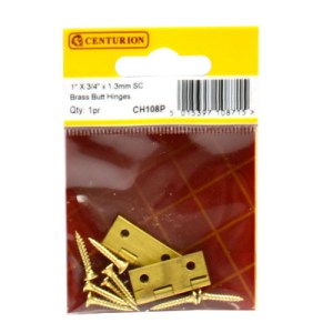 CenturionĀ® 1" x 3/4" x 1.3mm SC Medium Duty Solid Drawn Butt Hinges (1 pair)
