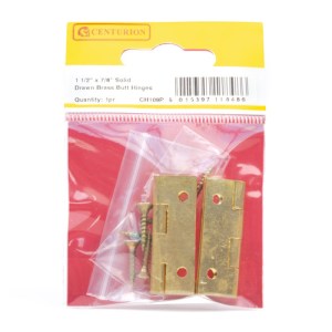 CenturionĀ® Solid Drawn Brass Butt Hinges, Self Colour, 38mm x 22mm