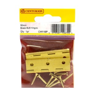 CenturionĀ® Solid Drawn Brass Butt Hinges, Self Colour, 51mm x 29mm