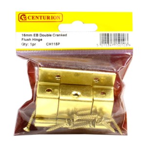 CenturionĀ® Double Cranked Steel Flush Hinges, Electro Brassed, 60mm x 16mm