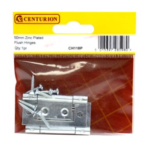 CenturionĀ® 50mm BZP Flush Hinges (1 pair)