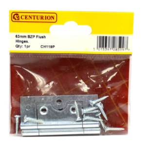 CenturionĀ® 60mm BZP Flush Hinges (1 pair)