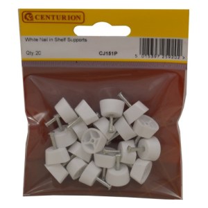 CenturionĀ® 15mm Diameter White Nail In Shelf Supports (Pack of 20)
