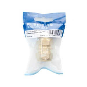 Plumbing Solutions® Brass Compression Straight Coupling, 15mm