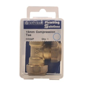 Plumbing Solutions® Brass Compression Tee, 15mm