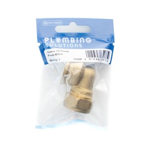 Plumbing SolutionsĀ® 15mm x 1/2 Brass Thread Female Elbow