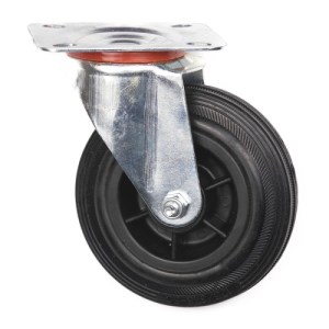 Centurion® Heavy Rubber Swivel Castor, 125mm, Silver/Black