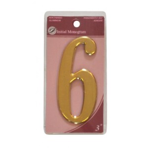 Initial MonogramĀ® 3" Gold Effect Numeral 6