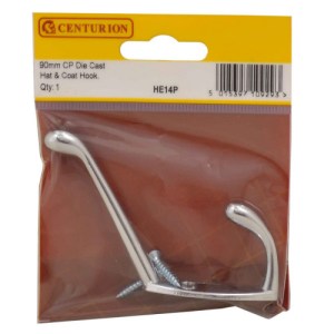 Centurion® 90mm CP Die Cast Hat & Coat Hooks