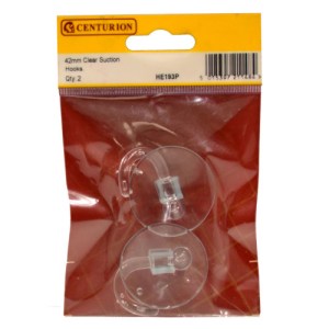CenturionĀ® 42mm Clear Plastic Suction Hook (Pack of 2)