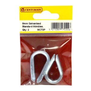 CenturionĀ® Steel Wire Rope Thimbles, Galvanised, 5mm
