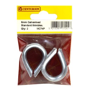 CenturionĀ® Steel Wire Rope Thimbles, Galvanised, 6mm