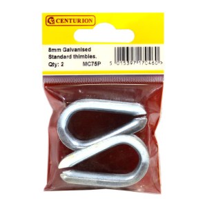 CenturionĀ® Steel Wire Rope Thimbles, Galvanised, 8mm