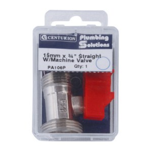 Plumbing Solutions® Straight Appliance Stop Valve, 15mm x 3/4" BSP