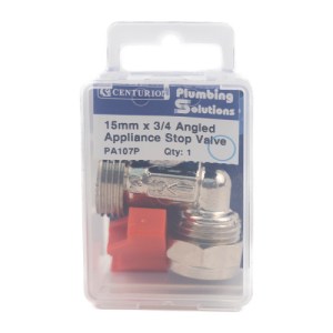 Plumbing Solutions® Angle Appliance Stop Valve, 15mm x 3/4" BSP