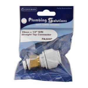 Plumbing Solutions® Plastic Straight Tap Connector, 15mm x 1/2"