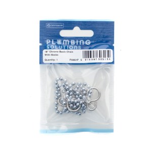 Plumbing Solutions® Chrome Plated Sink / Basin Ball Chain & Hook, 450mm