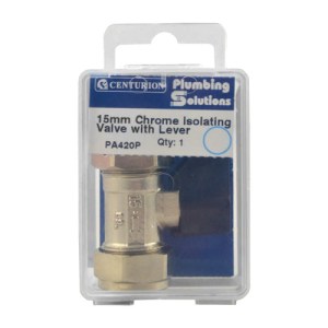 Plumbing Solutions® Chromed Isolating Valve Lever Type, 15mm C x C