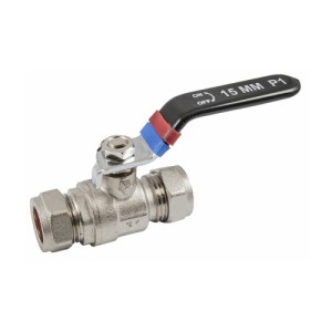 Plumbing Solutions® 22mm Lever Ball Valve with Red/Blue ID Rings