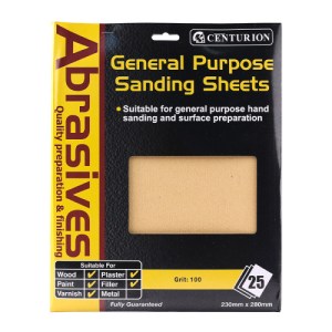 Centurion® Abrasives Sandpaper Sheets, Medium 1½ / 100 grit