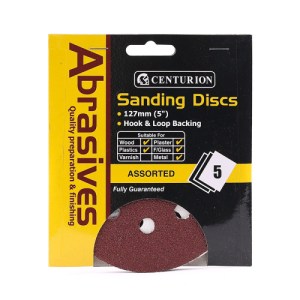 Centurion® Abrasives Hook and Loop Circular Sanding Sheets, Assorted 125mm Diameter (Pack of 10)