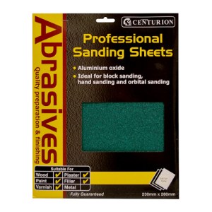 Centurion® Abrasives Assorted Aluminium Oxide Sandpaper Sheets, Pack of 10