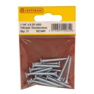 CenturionĀ® 1 1/4" x 6 ZP Cross Recessed Hardened Twin Thread Woodscrews with Countersunk Head (Pack of 17)