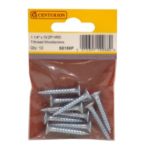 CenturionĀ® 1 1/4" x 10 ZP Cross Recessed Hardened Twin Thread Woodscrews with Countersunk Head (Pack of 10)