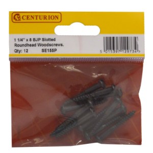 CenturionĀ® 1 1/4" x 8 Pozi Black Round Head Woodscrews (Pack of 12)
