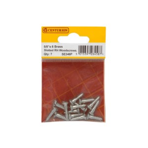 CenturionĀ® 5/8" x 6 CP Slotted Brass Woodscrews with Raised Head (Pack of 7)