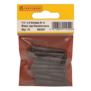 CenturionĀ® 1 1/2" x 8 Pozi Black Round Head Woodscrews (Pack of 10)