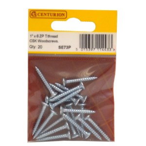 CenturionĀ® 1" x 6 ZP Cross Recessed Hardened Twin Thread Woodscrews with Countersunk Head (Pack of 20)