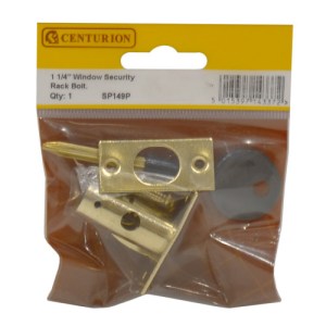 CenturionĀ® Security Rack Bolts with Key, Window Bolt, Brass, 32mm