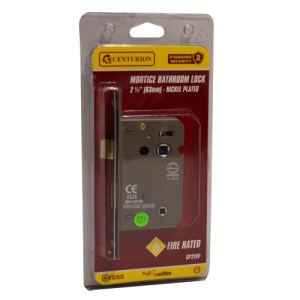 Centurion® Mortice Bathroom Locks, Nickel Plated, 63mm