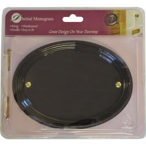 Initial MonogramĀ® Medium Gloss Black Oval Plaque