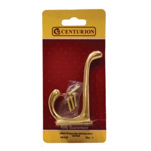 CenturionĀ® 100mm PB Square Base Solid Brass Hat & Coat Hook