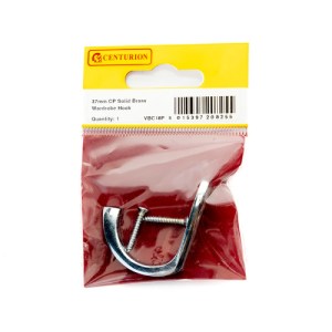 CenturionĀ® 37mm CP Solid Brass Wardrobe Hook