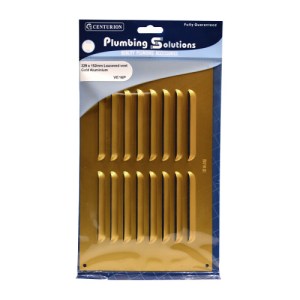 Plumbing Solutions® Gold Effect Louvred Vent, 229 x 152mm