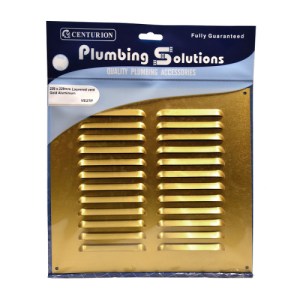 Plumbing Solutions® Gold Effect Louvred Vent, 229 x 229mm