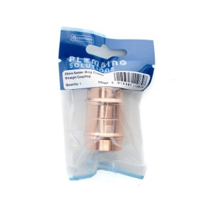Plumbing Solutions® Copper Solder Ring Straight Coupling, 22mm