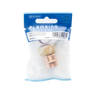 Plumbing Solutions® Copper Straight Tap Connector Solder Ring, 15mm x 1/2"