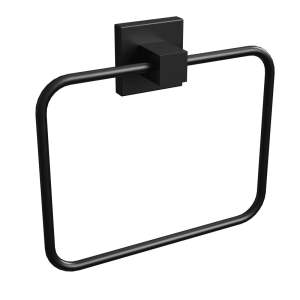 ROTHLEY Square Towel Ring Matt Black 150mm x 185mm