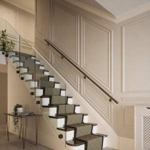 ROTHLEY 40mm Handrail Kit Ebony Wood Finish 3 x 1.2m Rails & Antique Brass Fittings (Indoor)