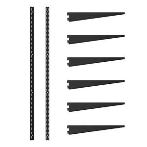 ROTHLEY Twin Slot Shelving Kit In Matt Black 4.5" Brackets x4 & 63" Uprights x2