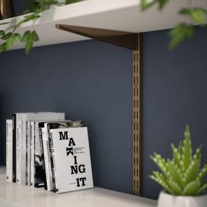 ROTHLEY Twin Slot Shelving Kit In Antique Brass 10.5" Brackets x4 & 48" Uprights x2